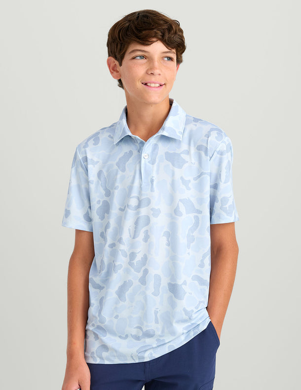 Blue Huk Pursuit Printed Polo Size YXS